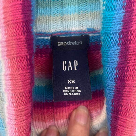 Vintage Y2K Gap Rainbow Stripe Turtleneck Sweater Sz XS Preppy Cozy Hong Kong - Picture 5 of 10